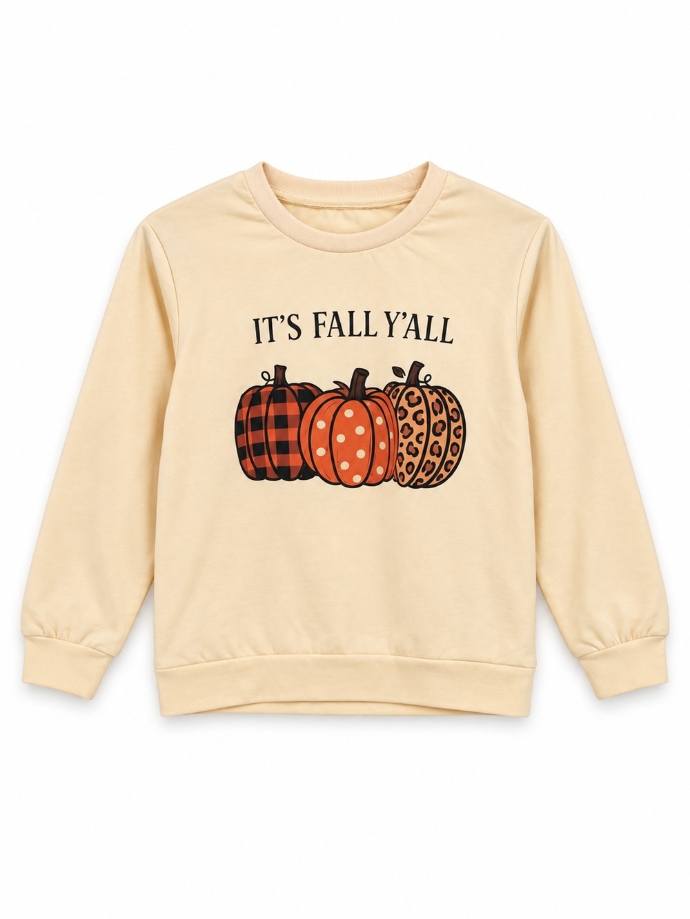 Kids Cream 'It's Fall Y'all' Pumpkin Graphic Sweatshirt